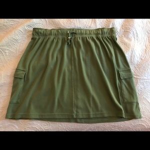 Olive Green Knit Skirt - Drawstring